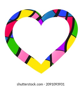 The Outline vector illustration of One beautiful bright colored heart isolated on a white background