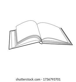 Outline vector illustration open book, simple line for design and creativity