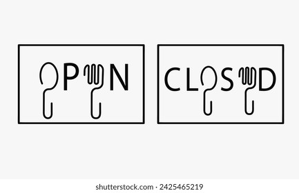 Ilustración vectorial de contorno Abierto Cerrado para un restaurante