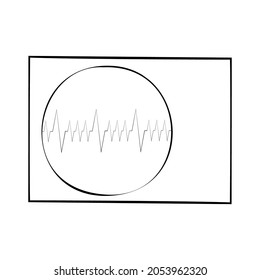 An outline vector illustration of an oscillograph screen on transparent background. Designed in black and white colors for medical concepts