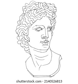 Outline Vector Illustration Portrait Apollo Belvedere Stock Vector ...