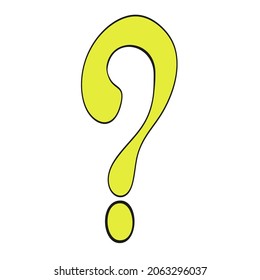 An outline vector illustration of a question mark isolated on transparent background. Designed in yellow color for web concepts, prints, templates.