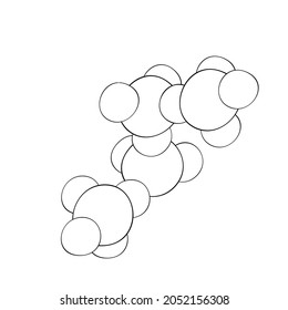 An outline vector illustration of round molecules isolated on transparent background. Designed in black and white colors for medical, chemical, science concepts.