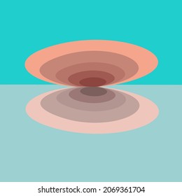 An outline vector illustration of a shell isolated on transparent background. Designed in pinkish, light brown, turquoise colors for web concepts, prints, wraps, templates.