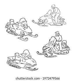 Outline vector illustration of snowmobile . snowmobile vector