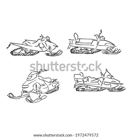 Outline vector illustration of snowmobile . snowmobile vector
