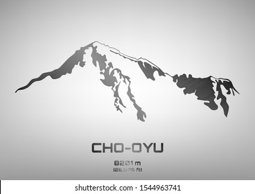 Outline vector illustration of steel Cho Oyu (8201 m)