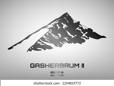 Outline vector illustration of steel Gasherbrum II (8034 m)