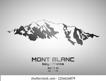 Outline vector illustration of steel Mont Blanc (4810 m)