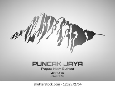 Outline vector illustration of steel Mt. Puncak Jaya (4884 m)