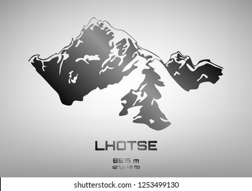 Outline vector illustration of steel Mt. Lhotse (8516 m)