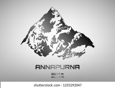 Outline vector illustration of steel Mt. Annapurna (8091 m)