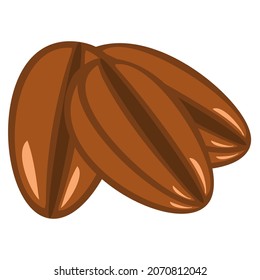 An outline vector illustration of three coffee beans isolated on transparent background. Designed in brown colors for web concepts, prints, templates