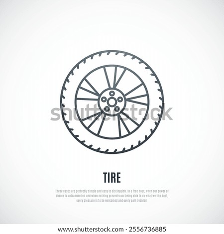 Outline vector illustration of Tire. Tire icon isolated on white background.