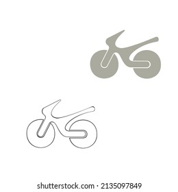 Umriss-Vektorgrafik von zwei stilisierten Motorrädern einzeln auf transparentem Hintergrund. Entworfen in grauen, schwarz-weißen Farben für Web-Konzepte, Vorlagen, Drucke.