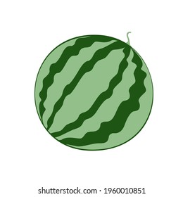 An outline vector illustration of a watermelon isolated on white background. Designed in green colors for prints, wraps, wallpapers, templates for kids and adults