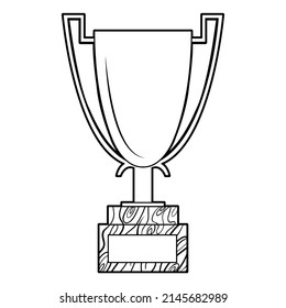 Outline-Vektorgrafik der Gewinnertasse einzeln auf weißem Hintergrund zum Färben