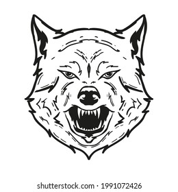 Outline Vector illustration of a Wolf Head