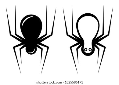 Outline vector image of black and white spider, symbol of halloween