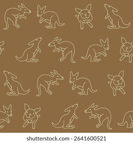 Outline Vector Kangaroo Seamless Pattern Background for Print Fabric Surface Fashion Wrapping