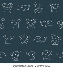 Outline Vector Koala Pattern Illustration Seamless for Wallpaper Background Cover Packaging