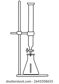 Outline Vector of Laboratory Titration Apparatus – Burette and Erlenmeyer Flask	