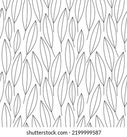 Outline vector leaves seamless pattern. Abstract line floral backdrop illustration. Wallpaper, linear botanical background, fabric, textile, print, wrapping paper or package design.