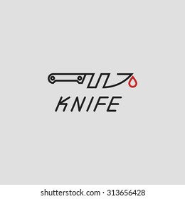 Outline vector logo of knife. Minimalistic illustration