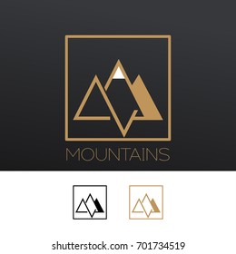 Outline vector logo of mountain. Nature travel logo.