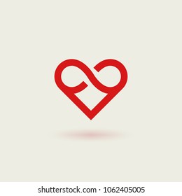 Outline vector logotype of heart. Design concept of infinite heart.