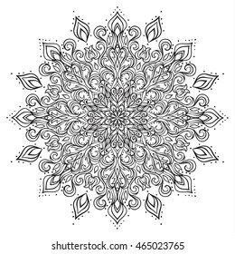 Outline vector mandala. Decorative round ornament. 