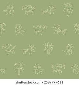 Outline Vector Mantis Pattern Illustration Seamless for Wallpaper Background Cover Packaging