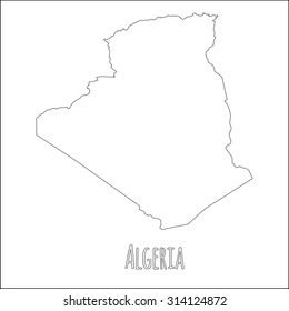 Outline vector map of Algeria. Simple Algeria border map. Vector silhouette on white background.
