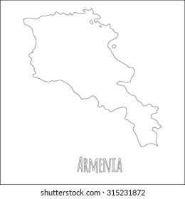 Outline vector map of Armenia. Simple Armenia border map. Vector silhouette on white background.