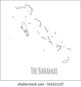 Outline vector map of The Bahamas. Simple The Bahamas border map. Vector silhouette on white background.