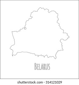 Outline vector map of Belarus. Simple Belarus border map. Vector silhouette on white background.