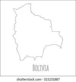 Outline vector map of Bolivia. Simple Bolivia border map. Vector silhouette on white background.