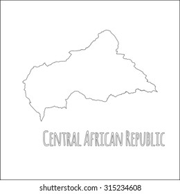 Outline vector map of Central African Republic. Simple Central African Republic border map. Vector silhouette on white background.