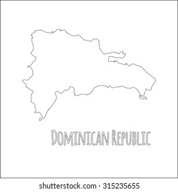Outline vector map of Dominican Republic. Simple Dominican Republic border map. Vector silhouette on white background.