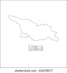 Outline vector map of Georgia. Simple Georgia border map. Vector silhouette on white background.