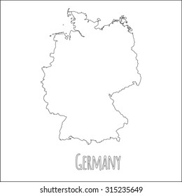 Outline vector map of Germany. Simple Germany border map. Vector silhouette on white background.