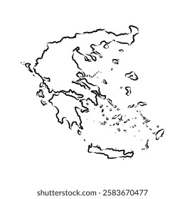 Outline vector map of Greece. Simple Greece border map. Vector silhouette on white background.