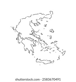 Outline vector map of Greece. Simple Greece border map. Vector silhouette on white background.