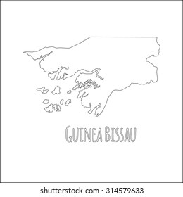Outline vector map of Guinea Bissau. Simple Guinea Bissau border map. Vector silhouette on white background.