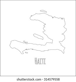 Outline vector map of Haiti. Simple Haiti border map. Vector silhouette on white background.
