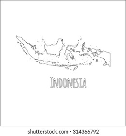 Outline vector map of Indonesia. Simple Indonesia border map. Vector silhouette on a white background.