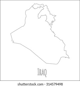 Outline vector map of Iraq. Simple Iraq border map. Vector silhouette on white background.