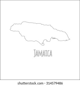 Outline vector map of Jamaica. Simple Jamaica border map. Vector silhouette on white background.