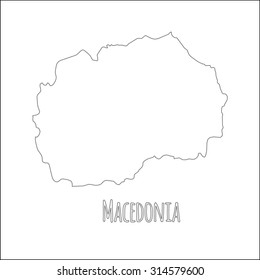 Outline vector map of Macedonia. Simple Macedonia border map. Vector silhouette on white background.