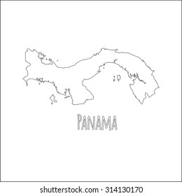 Outline vector map of Panama. Simple Panama border map. Vector silhouette on white background.